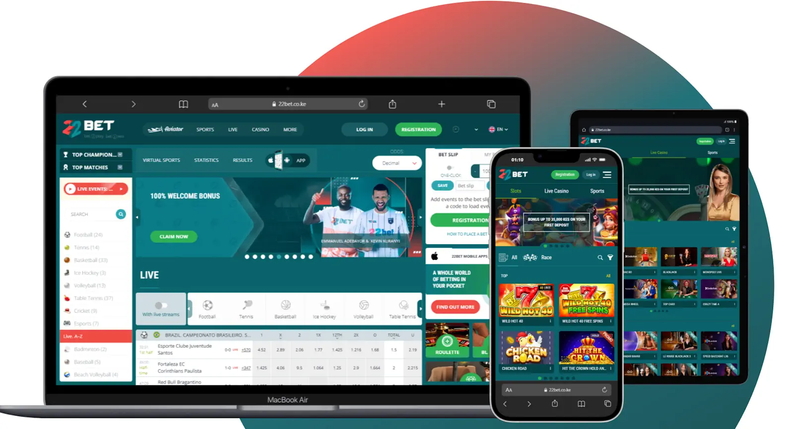 22Bet Kenya Desktop and Mobile Banner